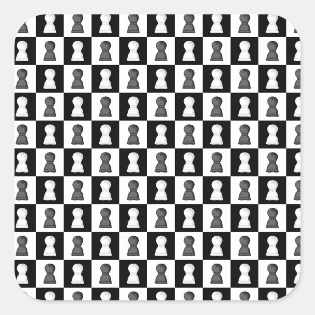 Sticker Carré Motif du jeu d'échecs noir et blanc (Devant)