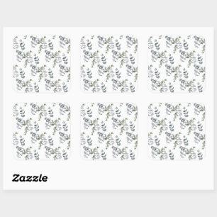 Sticker Carré Motif élégant de feuilles d'eucalyptus vert sauge