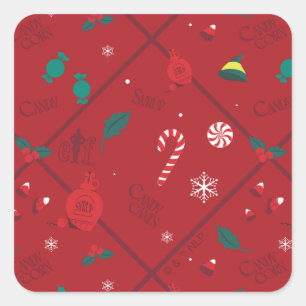 Sticker Carré Motif Elf Candy Checker