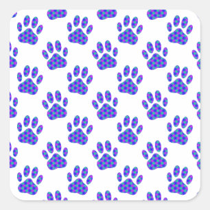 Sticker Carré Motif Empreinte de patte cosmique