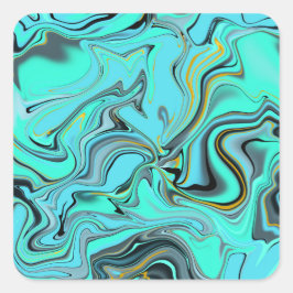 Sticker Carré Motif en marbre abstrait bleu et vert design.