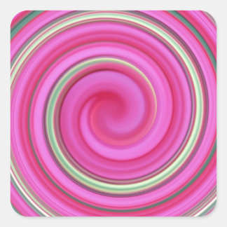 Sticker Carré Motif en spirale rose