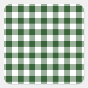 Sticker Carré Motif En vichy vert et blanc