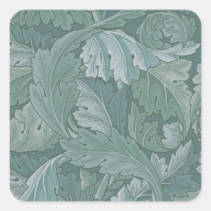 Sticker Carré Motif feuille d'acanthe bleu sarcelle de William M
