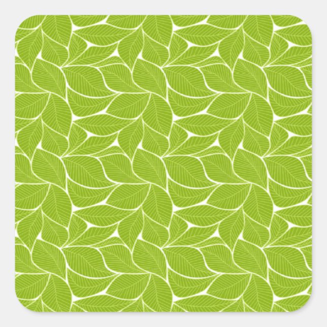 Sticker Carré Motif feuille vert (Devant)