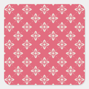 Sticker Carré Motif floral rose vibrant avec fleurs géométriques