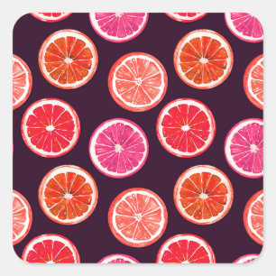 Sticker Carré Motif foncé Citrus peint à la main