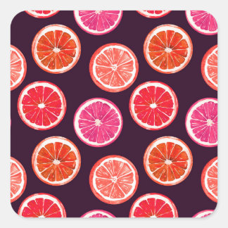 Sticker Carré Motif foncé Citrus peint à la main