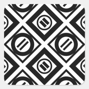Sticker Carré Motif géométrique Black Equal Sign en blanc