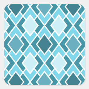 Sticker Carré Motif géométrique de diamant moderne bleu