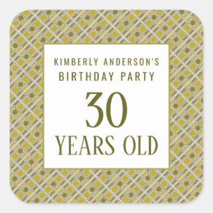 Sticker Carré Motif géométrique d'or, fête d'anniversaire modern