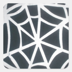 Sticker Carré Motif géométrique Gras noir et blanc Spider Web