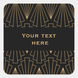 Sticker Carré Motif Gold et Black Art Déco personnalisé