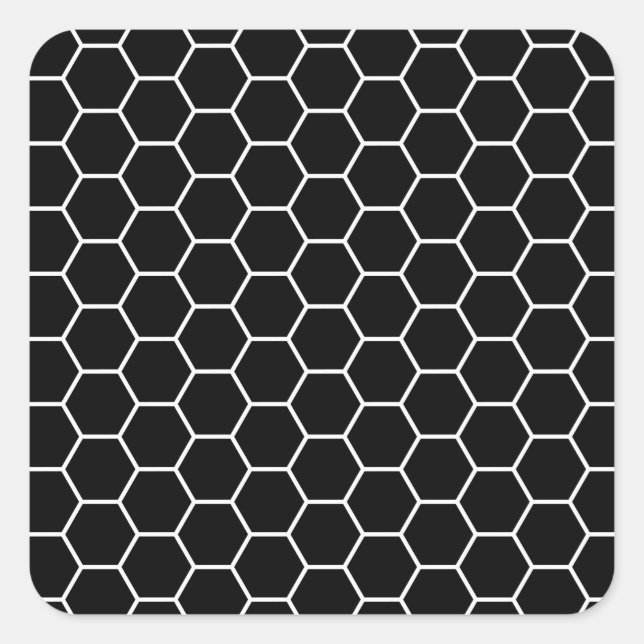 Sticker Carré Motif Hexagon géométrique noir et blanc (Devant)