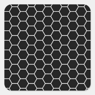 Sticker Carré Motif Hexagon géométrique noir et blanc