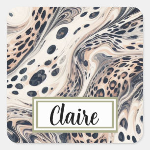 Sticker Carré Motif Léopard Marbré Personnalisé