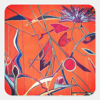 Sticker Carré Motif orange