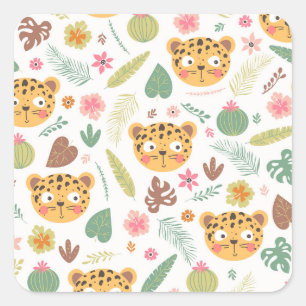 Sticker Carré Motif Plante de Leopard Head Tropical