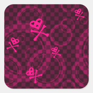 Sticker Carré Motif rose d'Emo avec des cercles