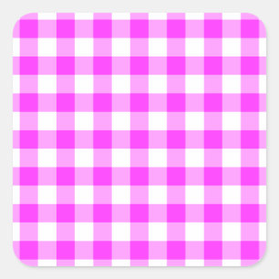 Sticker Carré Motif rose et blanc En vichy
