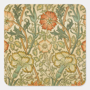 Sticker Carré Motif rose et rose vintage de William Morris