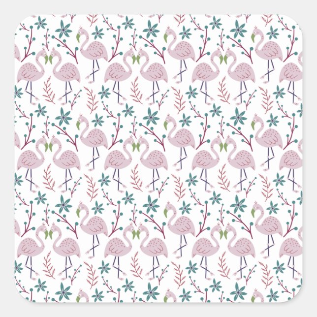 Sticker Carré Motif rose flamingo sans couture sur arrière - pla (Devant)