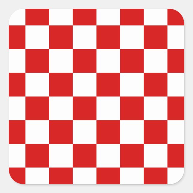 Sticker Carré Motif rouge et blanc Checker (Devant)
