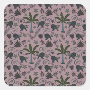 Sticker Carré Motif sans couture Les animaux tropicaux sauts de