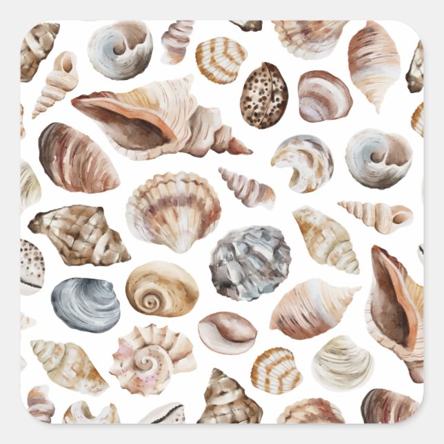 Sticker Carré Motif Seashell (Devant)