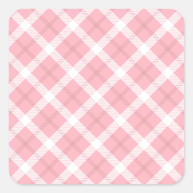 Sticker Carré Motif Tartan Rose Et Blanc (Devant)