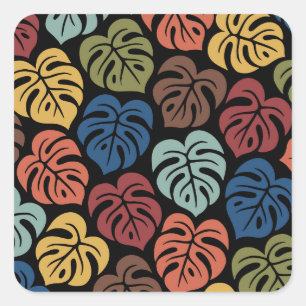 Sticker Carré Motif tropical Monstera