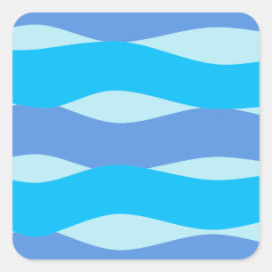 Sticker Carré Motif Vagues Bleues