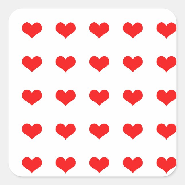 Sticker Carré Motifs de cœur rouge Mariages Saint-Valentin Anniv (Devant)