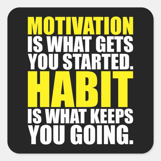 Sticker Carré Motivation vs Habit - Motivation de l'entraînement (Devant)
