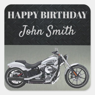 Sticker Carré Moto Anniversaire fête Hommes Invitation