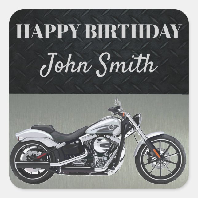Sticker Carré Moto Anniversaire fête Hommes Invitation (Devant)