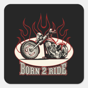 Sticker Carré Moto caricature