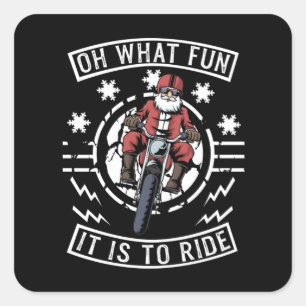 Sticker Carré Moto de Noël Santa Claus Biker Papa Bike