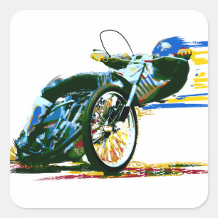 Sticker Carré Moto impressionnante rapide de speed-way