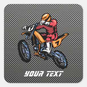Sticker Carré Motocross Faux en fibre de carbone