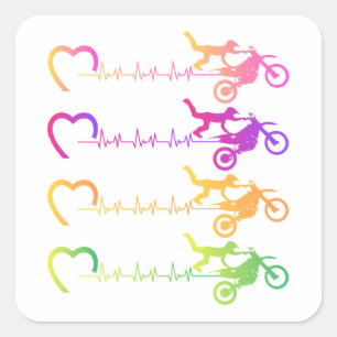 Sticker Carré Motocross Heartbeat Bébé Bodysuit