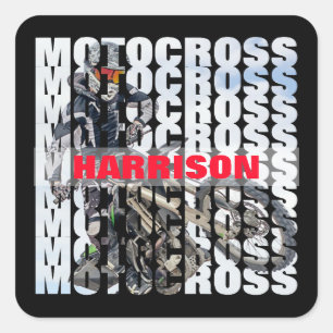 Sticker Carré Motocross Sports Dirt Biker Personnalisé