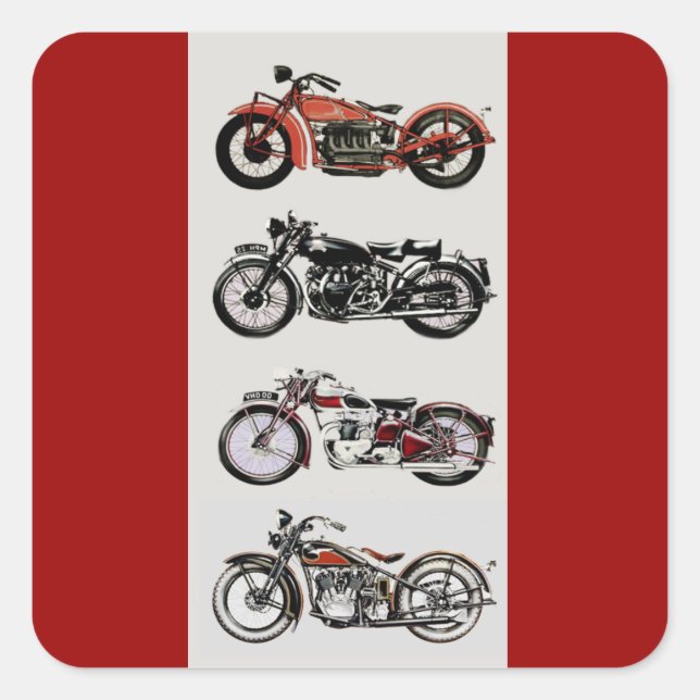 Sticker Carré MOTOCYCLES vintages (Devant)
