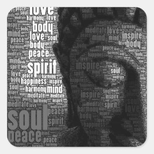 Sticker Carré Mots bouddhistes de sagesse