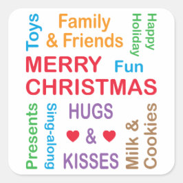 Sticker Carré Mots de Noël des Fêtes