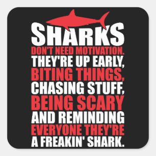 Sticker Carré Mots Motivationnels - Être un requin