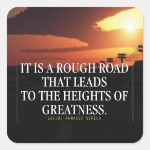 Sticker Carré Mots Motivationnels - Rough Road mène à la grandeu