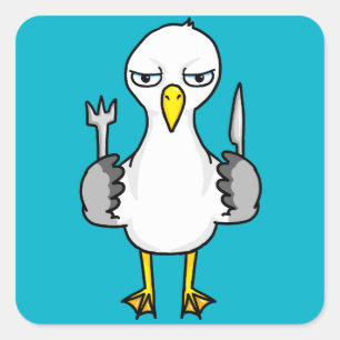 Sticker Carré Mouette affamée de bande dessinée