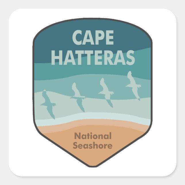 Sticker Carré Mouettes de la côte nationale du Cap Hatteras (Devant)