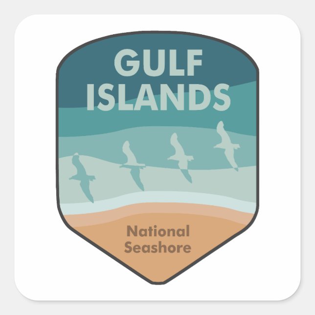 Sticker Carré Mouettes marines nationales des îles Gulf (Devant)
